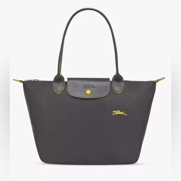 LONGCHAMP Le Pliage Nylon Tote Bag - Grey With Yellow Branding & Accents - Picture 2 of 16